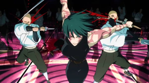 Cena da luta Maki vs Clan Zenin no episódio 4 de Jujutsu Kaisen